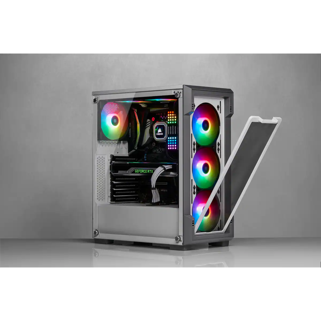 220T, ICUE RGB TEMPERED GLASS, WHT