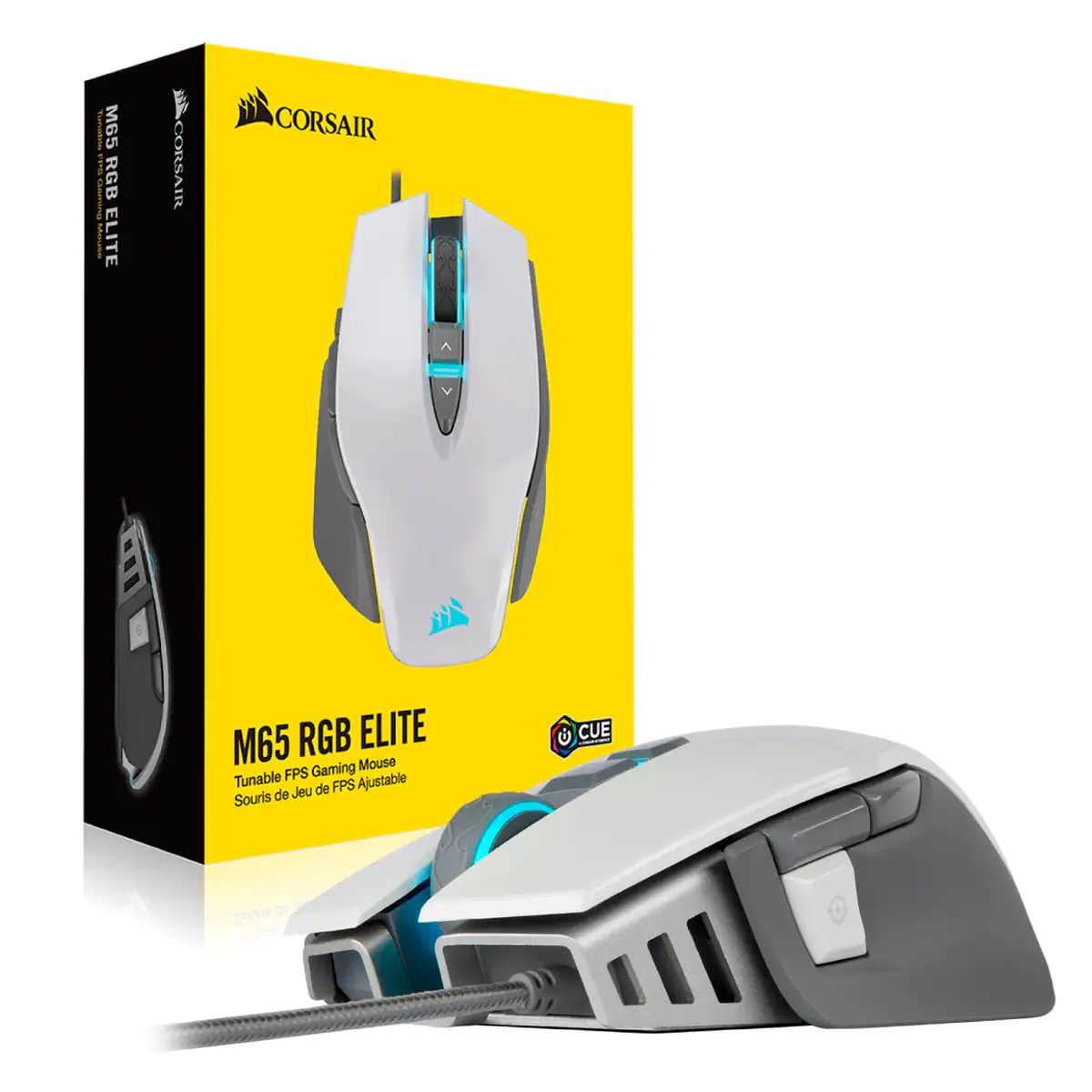 [COACRVCH-9309111-NA] MOUSE GAMING CORSAIR M65 RGB ELITE WHITE, 18 000 DPI, 9 BTN PROGRAMABLE, NEGRO, USB.