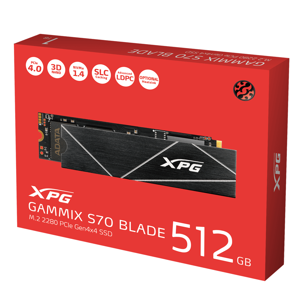XPG SSD GEN 4X4 512GB PCIE NVME HEATSINK S70 BLADE