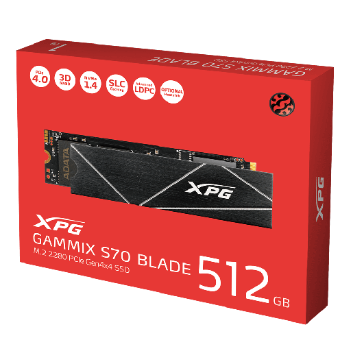 [COAADVAGAMMIXS70B-512G-CS] XPG SSD GEN 4X4 512GB PCIE NVME HEATSINK S70 BLADE
