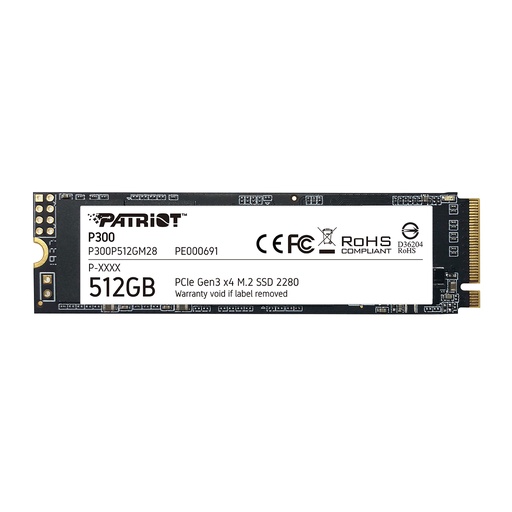 [COAPTVP300P512GM28] DISCO SOLIDO PATRIOT P300 512GB M.2 2280, PCIE GEN 3 X4, NVME.