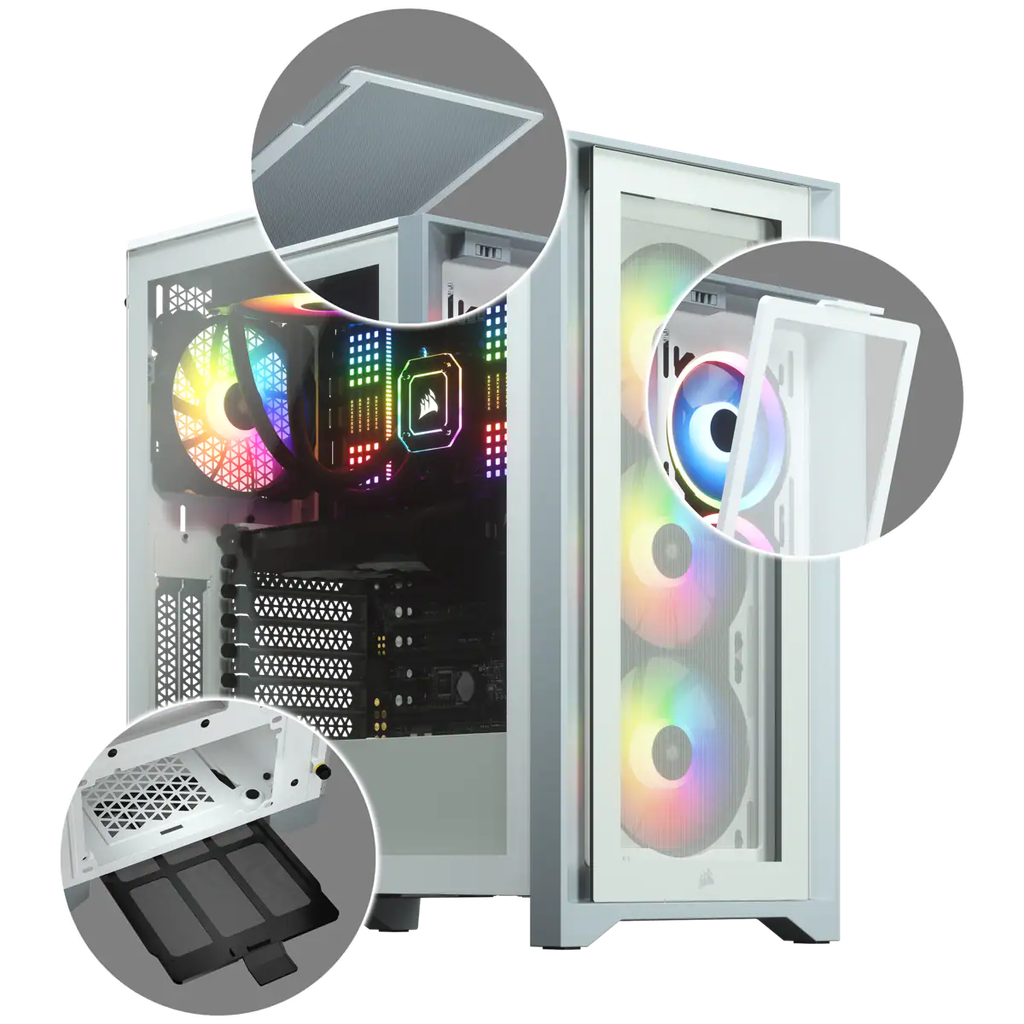 ICUE 4000X RGB TEMPERED GLASS MID-TOWER, WHITE