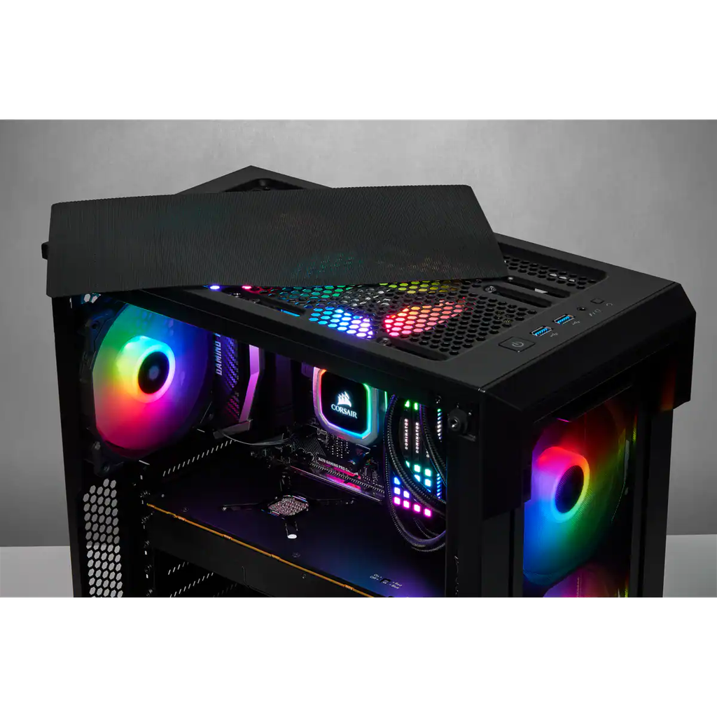 220T, ICUE RGB TEMPERED GLASS, BLK