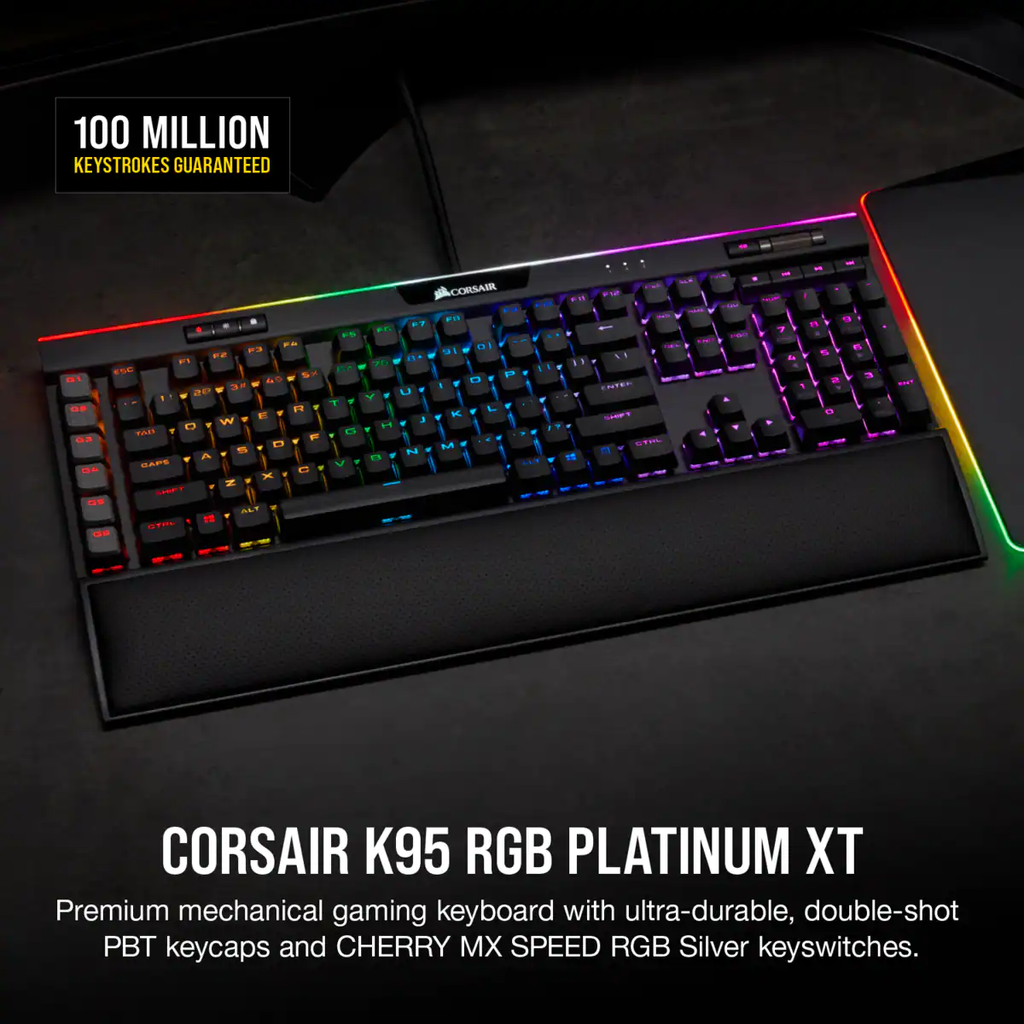 CORSAIR GAMING K95 PLATINUM XT RGB MECHANICAL GAMING KEYBOARD, BACKLIT MULTICOLOR LED, CHERRY MX SPE