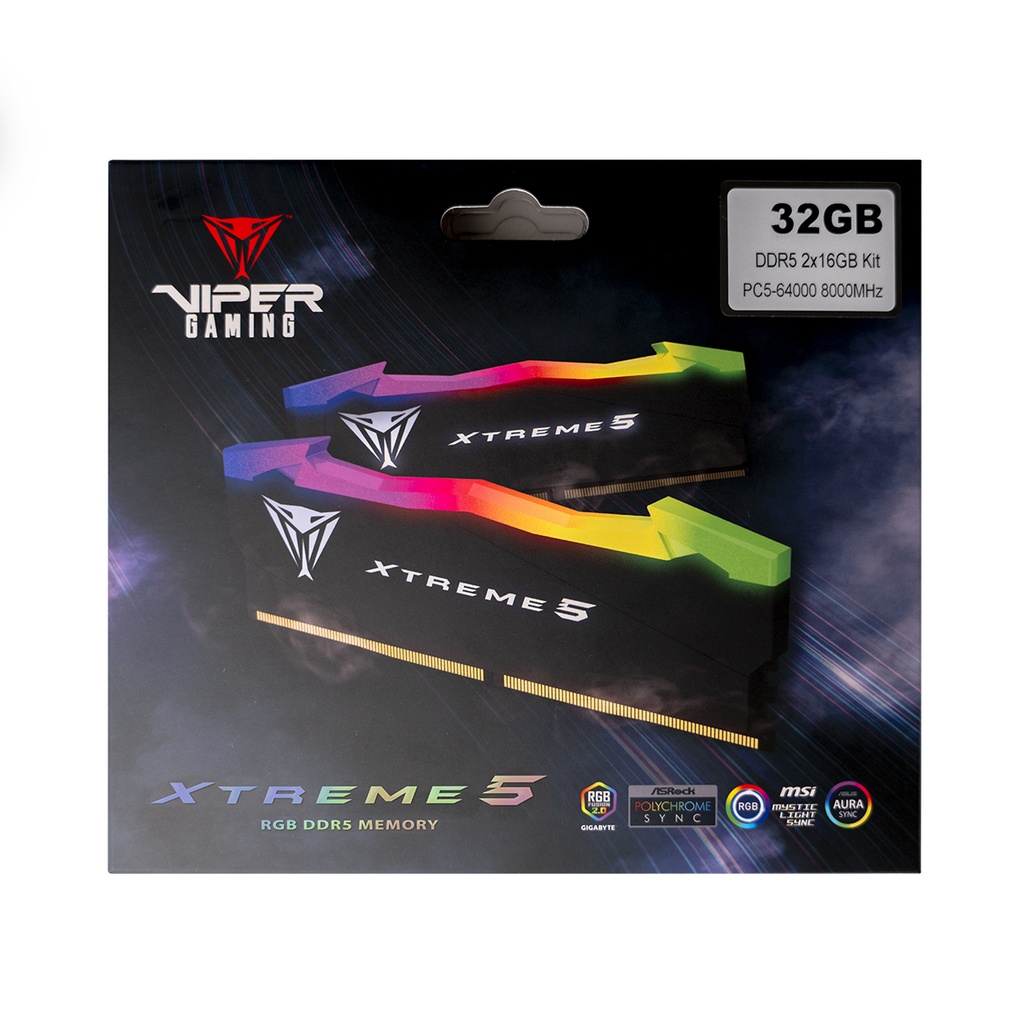 MEMORIA RAM PATRIOT VIPER XTREME RGB 32GB (2X16GB), 7600MHZ, CL36, DDR5, KIT