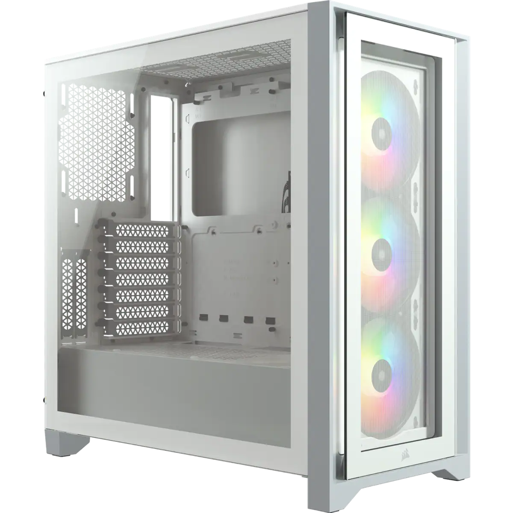 CASE MID-TOWE CORSAIR ICUE 4000X WHITE RGB, S/FUENTE, VIDRIO TEMPLADO, ATX/EATX/M-ATX/M-ITX.