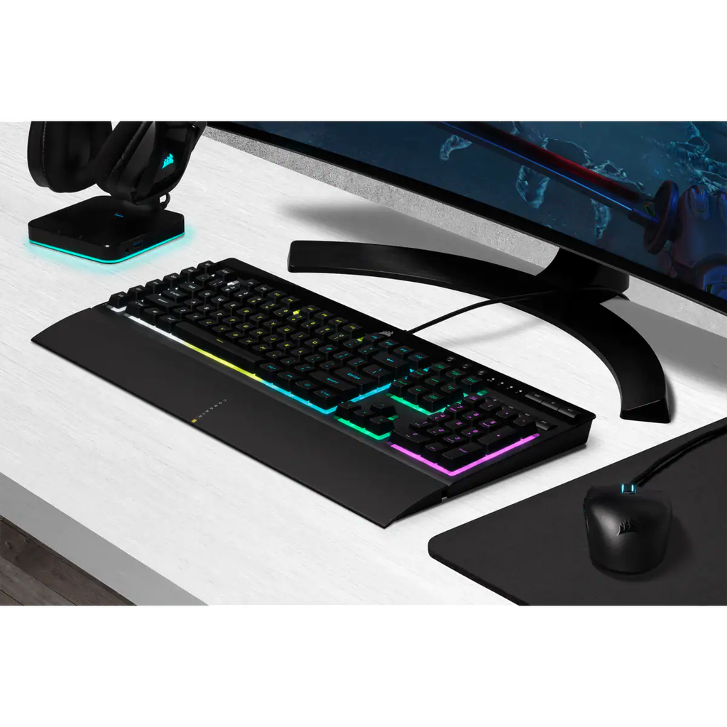 KIT GAMING CORSAIR TECLADO K55 PRO RGB + MOUS KATAR PRO, USB, BLACK.