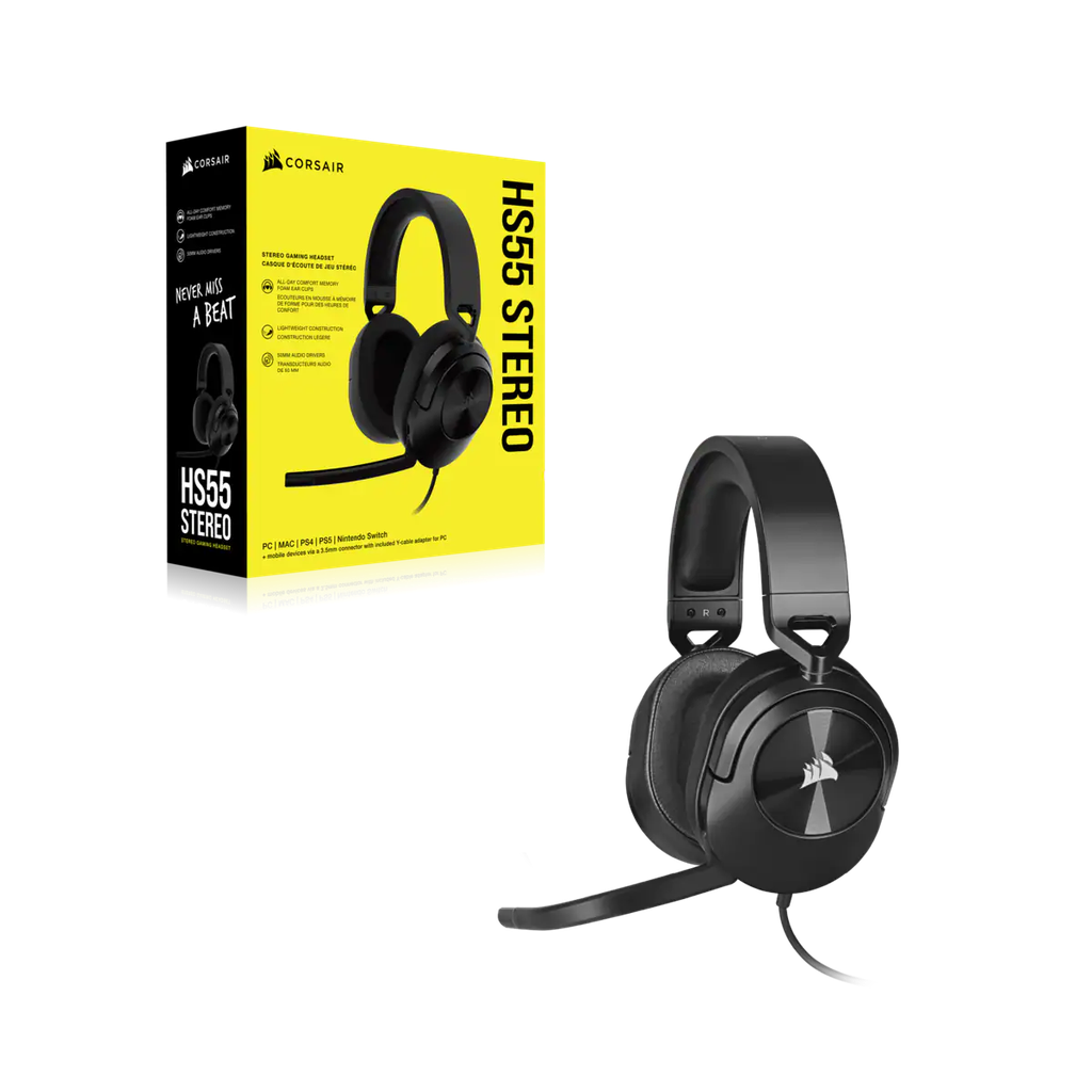 CORSAIR HS55 STEREO GAMING HEADSET, CARBON