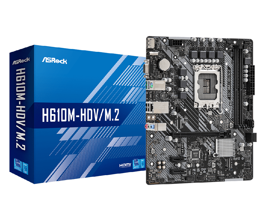 PLACA ASROCK H610M-HDV/M.2, LGA 1700, DDR4-3200MHZ,  M.2 (PCIE GEN3 X4), PCIE 4.0, HDMI.