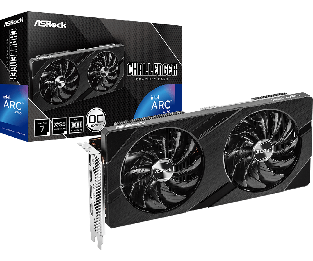 TARJETA GRAFICA ASROCK INTEL ARC A750 CHALLENGER D 8GB OC, GDDR6, 256 BIT, PCIE 4.0 .