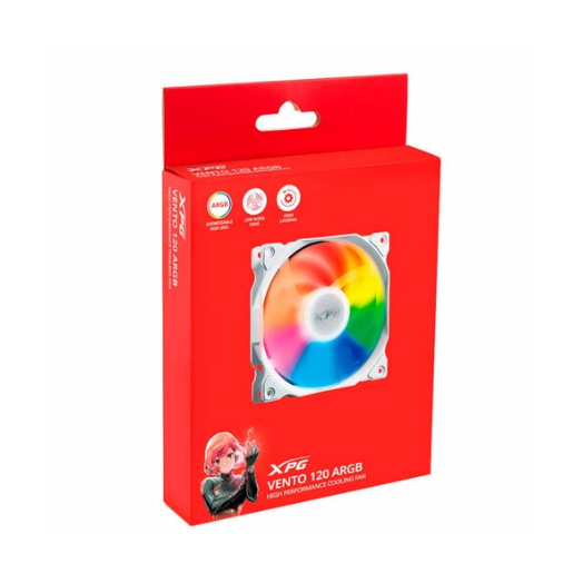 VENTILADOR - ADATA XPG - VENTO120 BLANCO RGB  - DIMENSIONES 120 X 120 X 25MM - VELOCIDAD 1200 R.P.M.