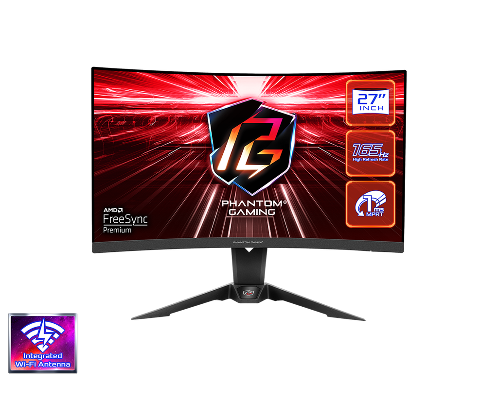MONITOR GAMING CURVO ASROCK PHANTOM PG27Q15R2A, 27&quot;, 2K-QHD(2560X1440), 165HZ, 1MS, WIFI, AMD FREE.