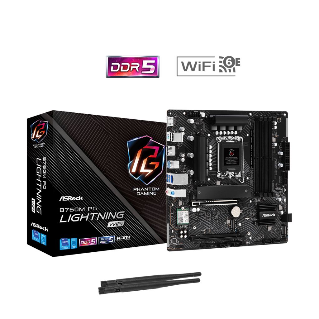PLACA ASROCK B760M PG LIGHTNING WIFI, LGA 1200, DDR5 7200MHZ (OC), M.2(PCIE GEN4X4), PCIE 5.0 .
