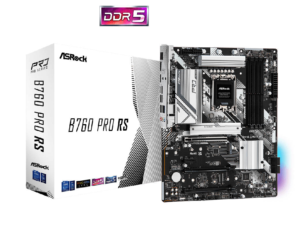 PLACA ASROCK B760 PRO RS, LGA 1700, DDR5 7200MHZ (OC), M.2(PCIE GEN4X4), PCIE 5.0, ATX.