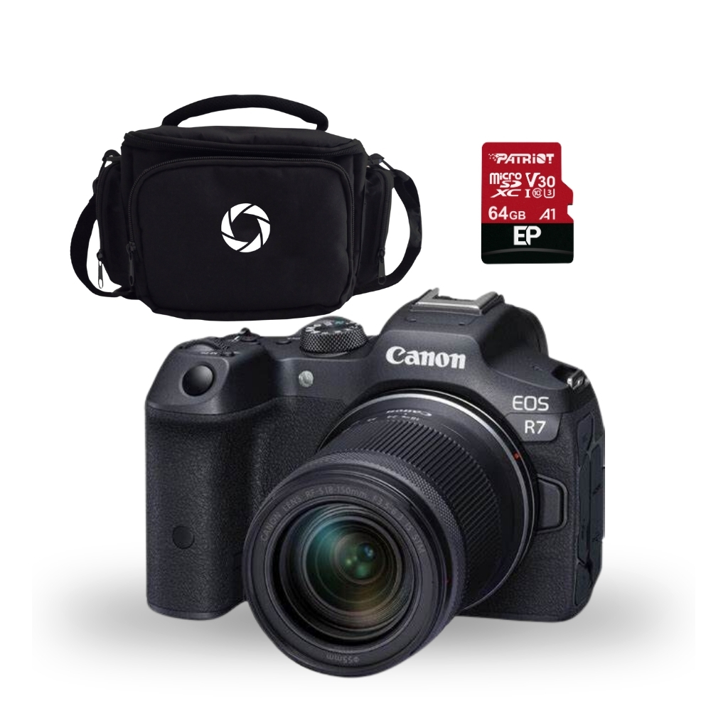 CAMARA MIRRORLESS CANON EOS R7 RF-S 18-150MM IS STM+ESTUCHE+MEMORIA (COMBO  96)