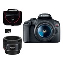 COMBO 63 CAM. T7+ EF-S 18-55 IS I+LENTE EF50+ MEMORIA 32GB+MALET. NAC