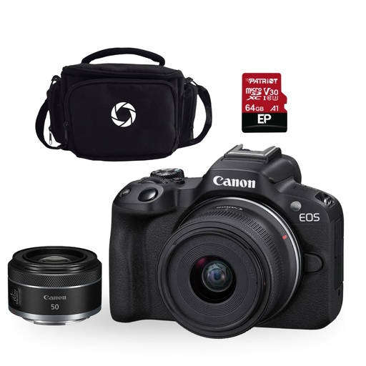 [FOGCAV5811C012AAR50C87] COMBO 87 R50 RF-S 18-45MM IS STM + RF 50MM F1.8 STM + MEMORIA 64GB + EST. NAC