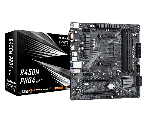 [COAARV90-MXBEG0-A0UAYZ] PLACA ASROCK B450M PRO4 R2.0, AMD AM4, DDR4 128GB-3200MHZ, M.2 PCIE GEN3 X4, HDMI.