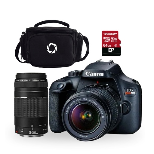 [FOGCAV2628C003AAT1C49] CAMARA DSLR CANON EOS REBEL T100 EF-S 18-55MM DC III  + EF 75-300MM + ESTUCHE + MEMORIA (COMBO 49)