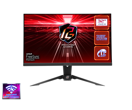 [COAARVPG32QF2B] MONITOR GAMING ASROCK PHANTOM PG32QF2B, 31.5", 2K-QHD (2560X1440), 165HZ, 1MS, WIFI, AMD FREE.