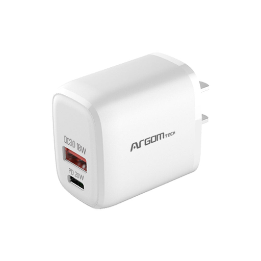 [CEAAGVARG-AC-0115WT] CARGADOR DUAL CARGA RAPIDA ARGOMTECH TYPE-C &amp; USB