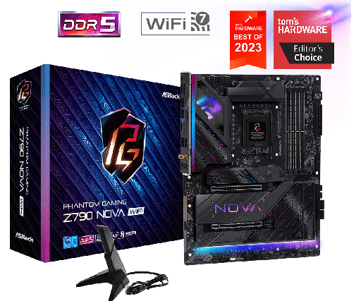 [COAARV90-MXBMB0-A0UAYZ] PLACA ASROCK Z790 NOVA WIFI, LGA 1700, DDR5 8000+(OC), M.2 (PCIE GEN5X4), PCIE 5.0, ATX.