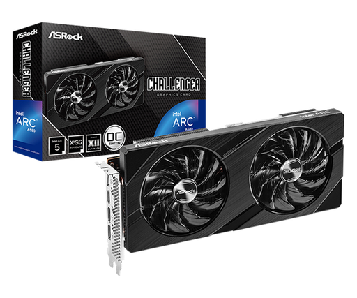 [COAARV90-GA3JZZ-00UANF] TARJETA DE VIDEO ASROCK INTEL ARC A580 CHALLENGER 8G  OC, GDDR6, 256 BIT, PCI EXPRESS 4.0 .